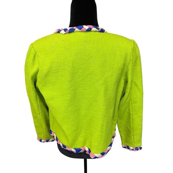 Alix of Bohemia Chartreuse Braided Trim Boho Jacket Green Cotton Small - Picture 12 of 16
